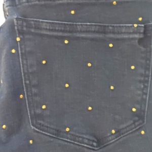 Madewell jeans with gold dots. 10" Highrise skinny